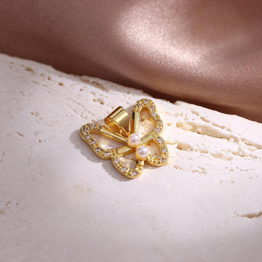 Gold Diamond Butterfly Copper Pendant, Opal Jewelry Accessories Diy Necklace Pendant Pendant Pendant