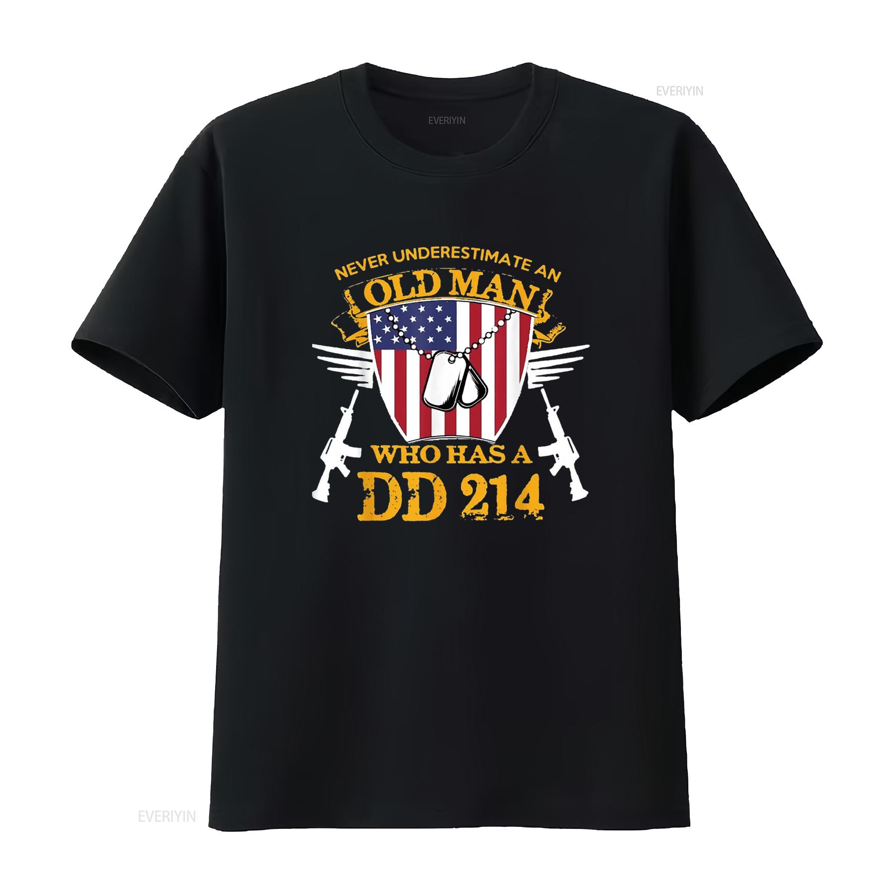 

Never Underestimate An Old Man Who Has a DD 214 Alumni T Shirt vintage Washed Top For Everyday Wear Versatile streetwear 4XL