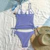 Women Sexy Striped Drawstring Backless Slimming One Piece Swimsuit