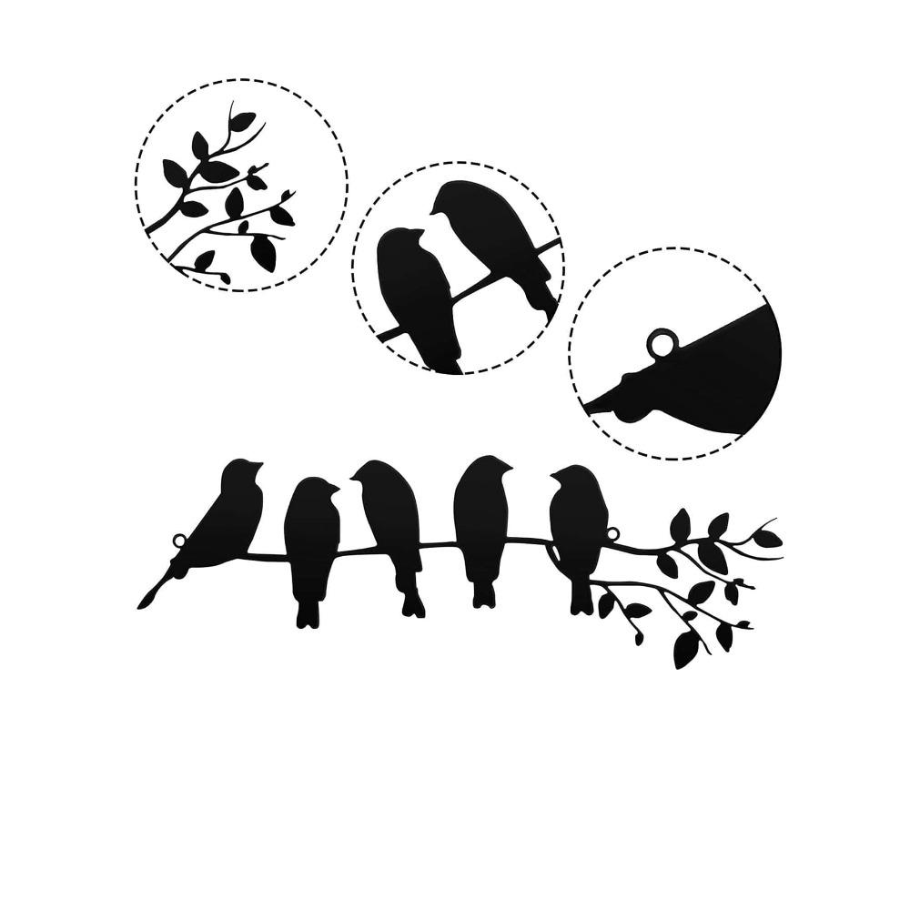 Wrought Iron Wall Hanging Bird Home Decor Metal Art Craft 1pc
