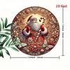 Christmas Santa Candy Cane 2D Metal Wall Art Round Tin Sign Decor