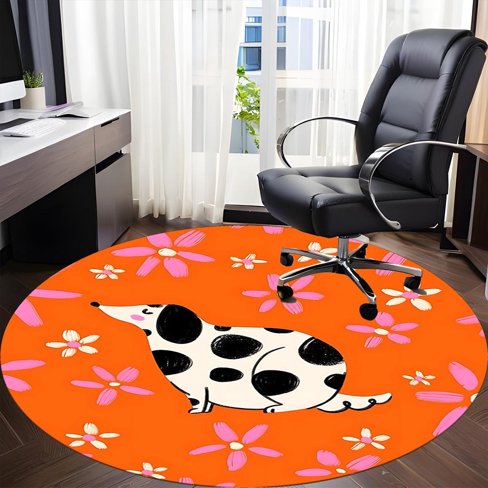 1pc Dalmatian, Floral Chair Carpet for Office Non Slip, Lightweight, Machine Washable Rug for Office Holiday Decor