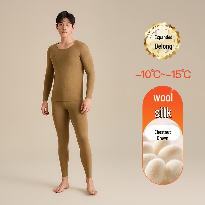 Aoweizide Velvet Silk Seamless Thermal Underwear Set for Couples - Women's Thick Warm Suit for Autumn/Winter
