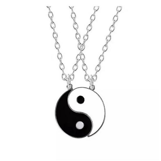 Tai Chi Dragon Totem Alloy Bracelet & Necklace Set - Handmade Braided Design