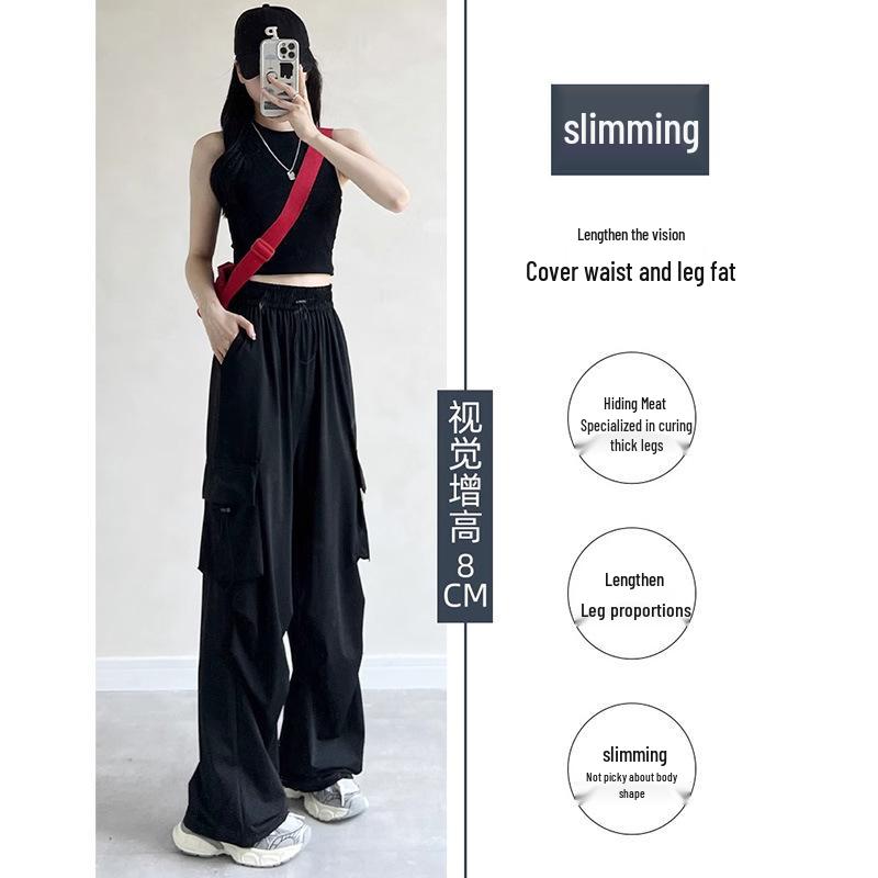 

2025 Summer Women s Straight-Leg Cargo Pants: Casual, Fashionable, Loose-Fit Trousers for Street Dance and Sports XL (116-125 jin)