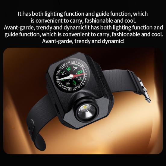 Camping Wrist Light with Compass Adjustable Strap Design Super Bright Waterproof Multiple Lighting Modes LED Flashlight Emergency Light