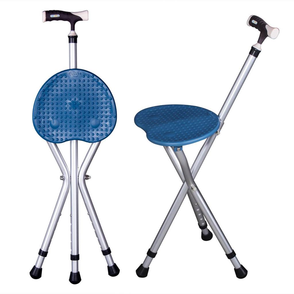 Lightweight Aluminum Walking Stick Stool with Seat - Non-Slip, Folding, and Triangular Design