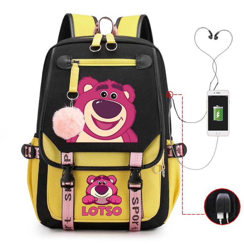 Mengmeng Xiaoqing Strawberry Bear Printing College Style Campus Primary School Student School Bag Lightweight And Large Capacity