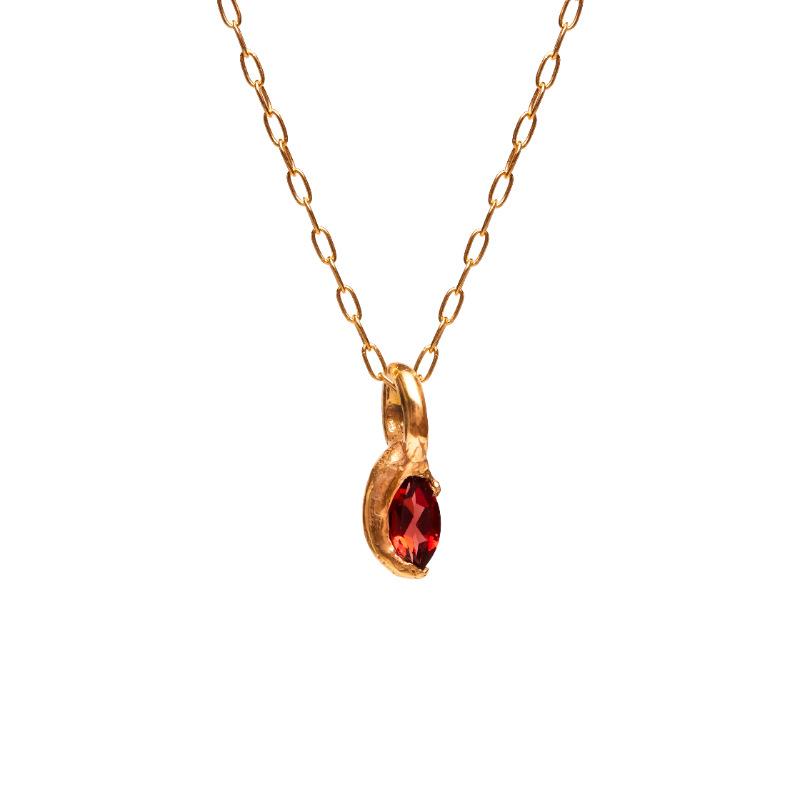 

December Birthstone Zircon Pendant Necklace Collarbone Chain Electroplated Gold Color Retention