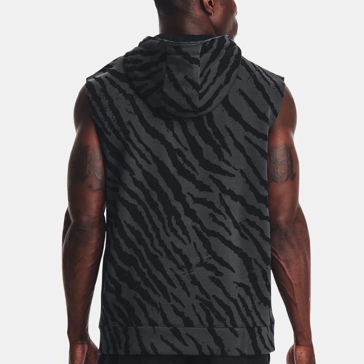 Under Armour Project Rock Series SS23 Fleece Print Full Zip Hoodie Men Hoodie Black 1377444-001