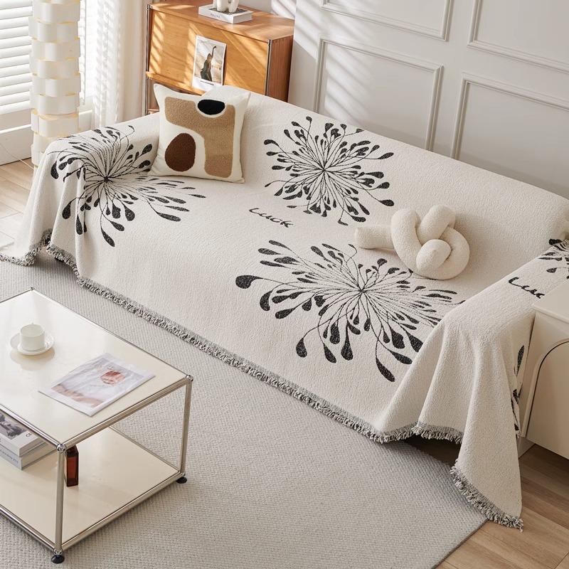 Autumn Winter Thick Solid Color Plush Sofa Towel Sofa Cover Cloth White Sofa Cover Non-Slip One-Piece Cover Towel