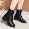 Leather shoes women's British style Martin boots show feet small thick boots soft leather soft sole winter shoes autumn and winter velvet short boots