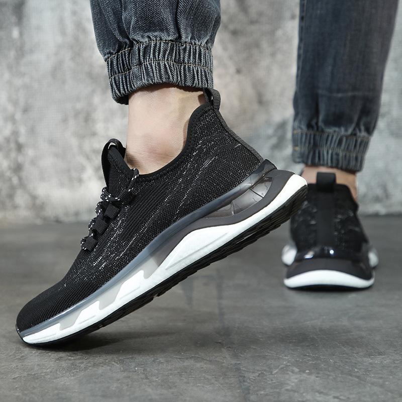 Flying Woven Sports Men's Shoes Summer Breathable Casual Shoes Trendy Mesh Coconut Shoes Popcorn Men's Running Shoes Men