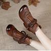 Retro Short Boots Women's Autumn Round Head Medium Heel Soft Sole Medium and Old 2 Women's Fashion Boots