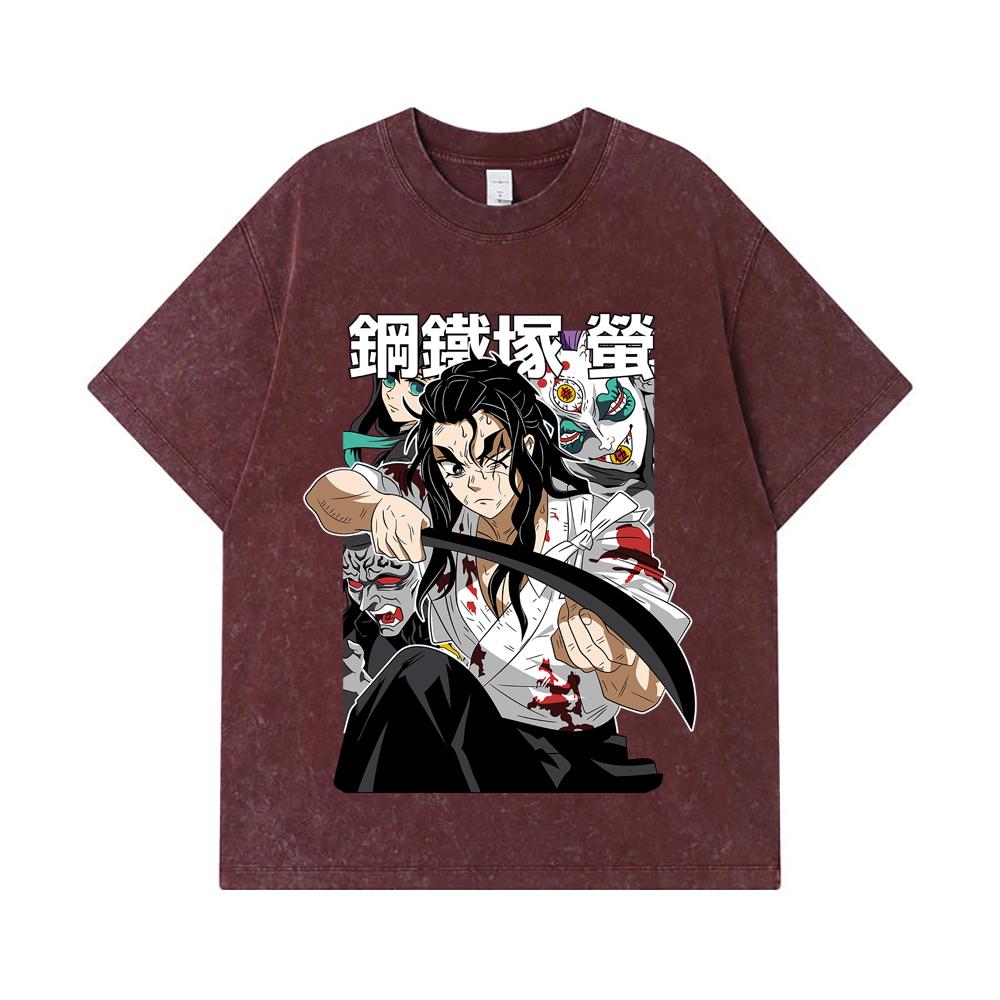 275 GSM Washed T-shirts 100% Cotton Demon Slayer V27 Haganezuka Print Unisex Heavy Cotton T Shirt