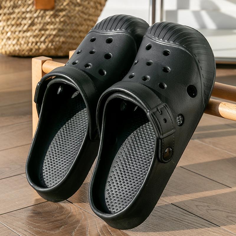 Beach Baotou Hole Shoes Women's Summer Outdoor Non-slip Wear-resistant Cool Slippers Women's Indoor Home Couple Slippers Men