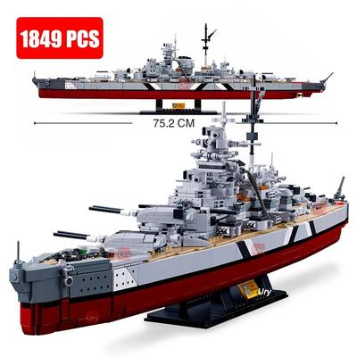 Segunda guerra mundial, navios de guerra militares, kms, 2 em 1, bismarck, coleção de frota, blocos de construção, modelo clássico, brinquedo para crianças, menino, presente