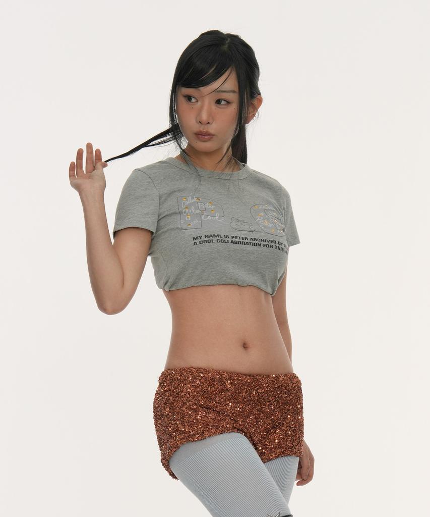 Gillaakaibeu P&G Halter Strap Crop Top_Grey