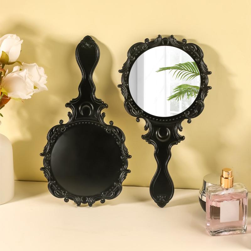 1 Adet Vintage Yuvarlak Şekilli El Aynası Kadın Kız Ayaklı Makyaj Tuvalet Masası Aynası Makyaj Aynası Makyaj Malzemeleri