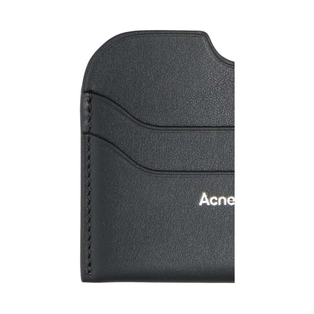 Acne Studios Logo Multi-Slot Leather Card Holder Women Accessories Black CG0234-900