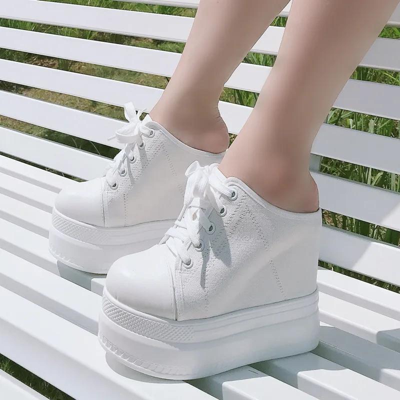 Fashion Women's slippers Thick-soled sponge cake summer wear fashion 2024 new wedge heel flip flops, high heel inside high slippers 13CM