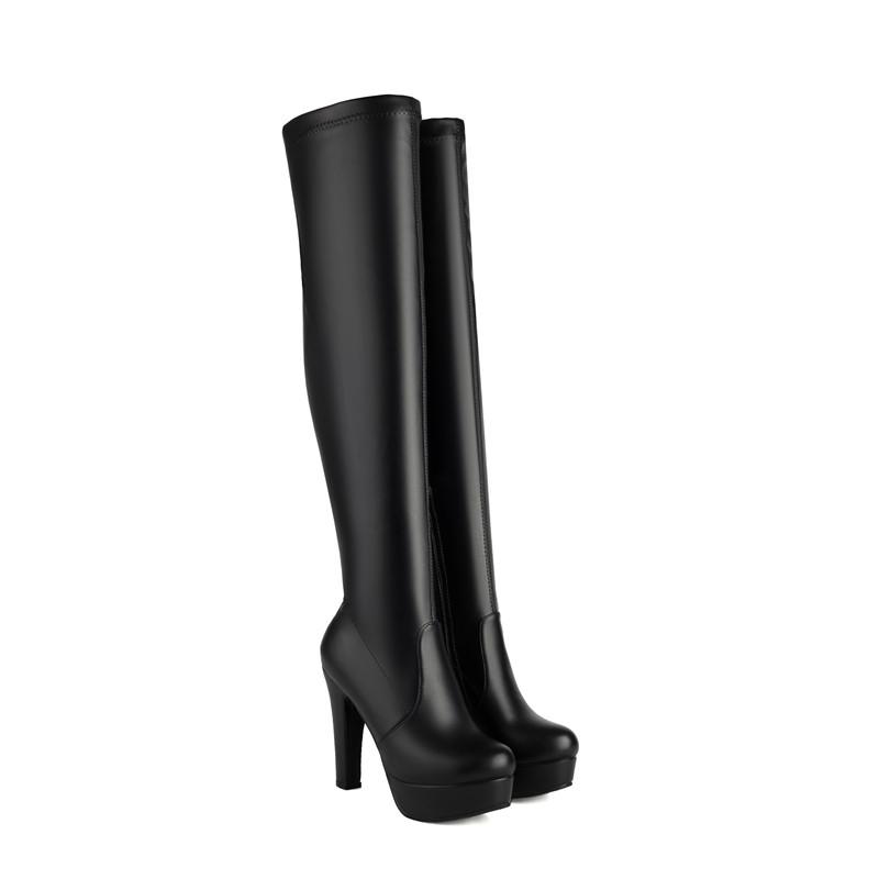 Women's high-heeled boots, sexy European and American style autumn and winter new waterproof table, fine-heeled large-size knee boots