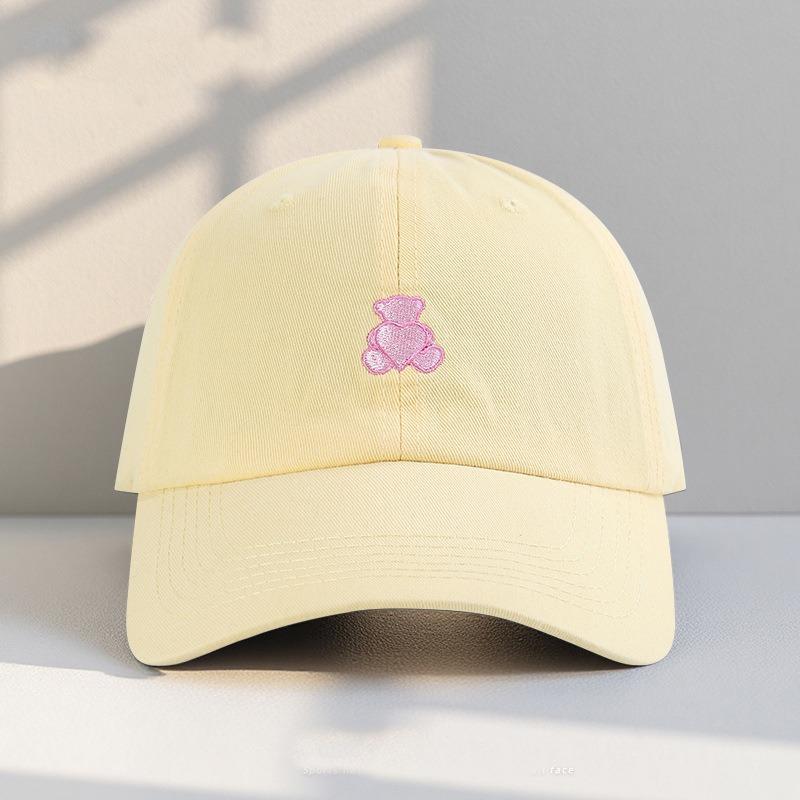 Love Bear Embroidered Baseball Cap Women's Versatile Soft Top Face Small Shade Peaked Cap Wide Brim