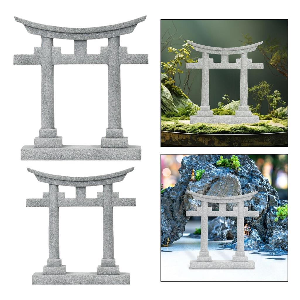Japan Torii Gate Shrine Model Figurine Landscape Ornament for Potted Plant
