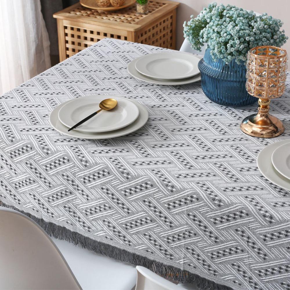 Decorative Tea Table Cover Fringe Edge Rectangular Tablecloth Retro Cloth Deskcloth Home Textile