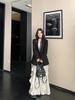 Elegant Plus Size Polka Dot Dress & Black Cardigan Set - Women's Spring/Summer Slimming Style