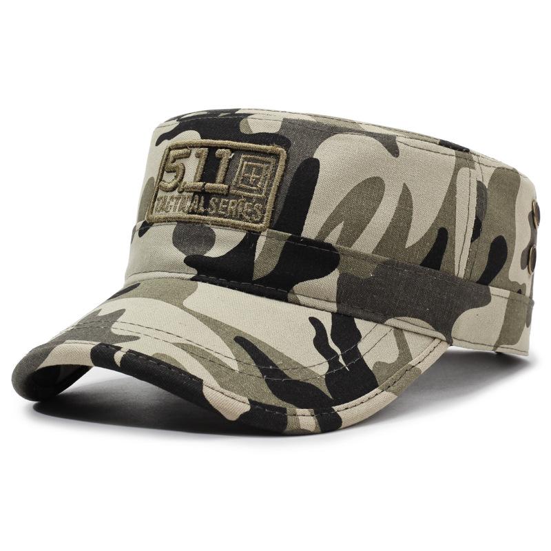 

Spring Autumn Men s Flat Top Hat Camouflage Outdoor Sports Cap Embroidered Letter Sun Protectionhat
