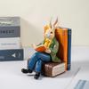 Reading Bunny Statue Scholar Rabbit Resin Sculpture Book Lover Gift Library Desk Decor  Garden Ornament Teacher Gift