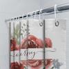 Watercolor Floral Bath Curtain With Name For Bathroom Decor Red Rose Design Shower Curtain 72 X 84 Inches