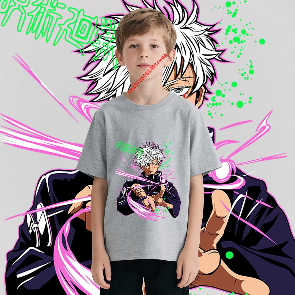 Jujutsu Kaisen Satoru Gojo 13 Anime Print Boys T Shirt High Quality Cotton Tee Cool Graphic Clothes for Kids