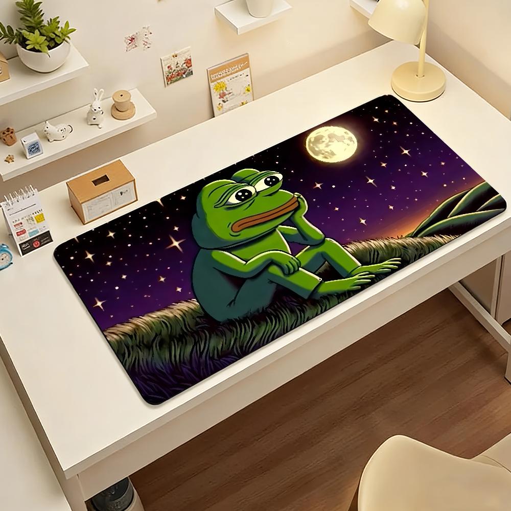Tappetino Mouse Cartoon Rana Pepe Triste Antiscivolo Bordo Bloccato Accessori PC Laptop Gomma Tastiera Ufficio Grande Gioco XXL DeskMat