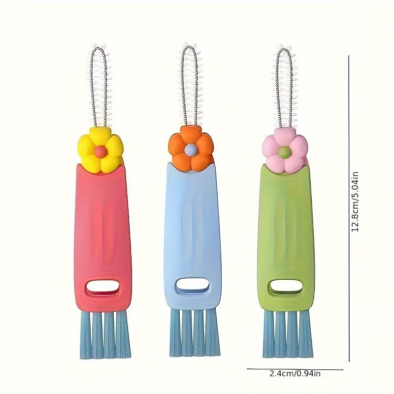 1 pièce Brosse de nettoyage 3-en-1 multifonctionnelle pour couvercle de tasse et interstices - Éponge à poils doux pour cuisine et salle de bain, Outil ménager portable, Conception à suspendre