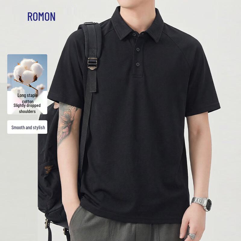 Romon Men s Heavyweight Short-Sleeve Polo Shirt L