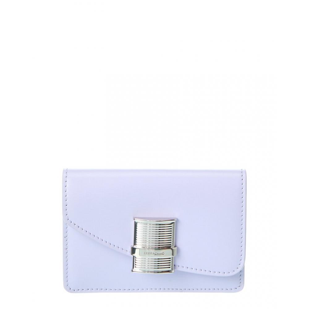 

Salvatore Ferragamo Ferragamo Fiamma Leather Card Holder Purple One Size