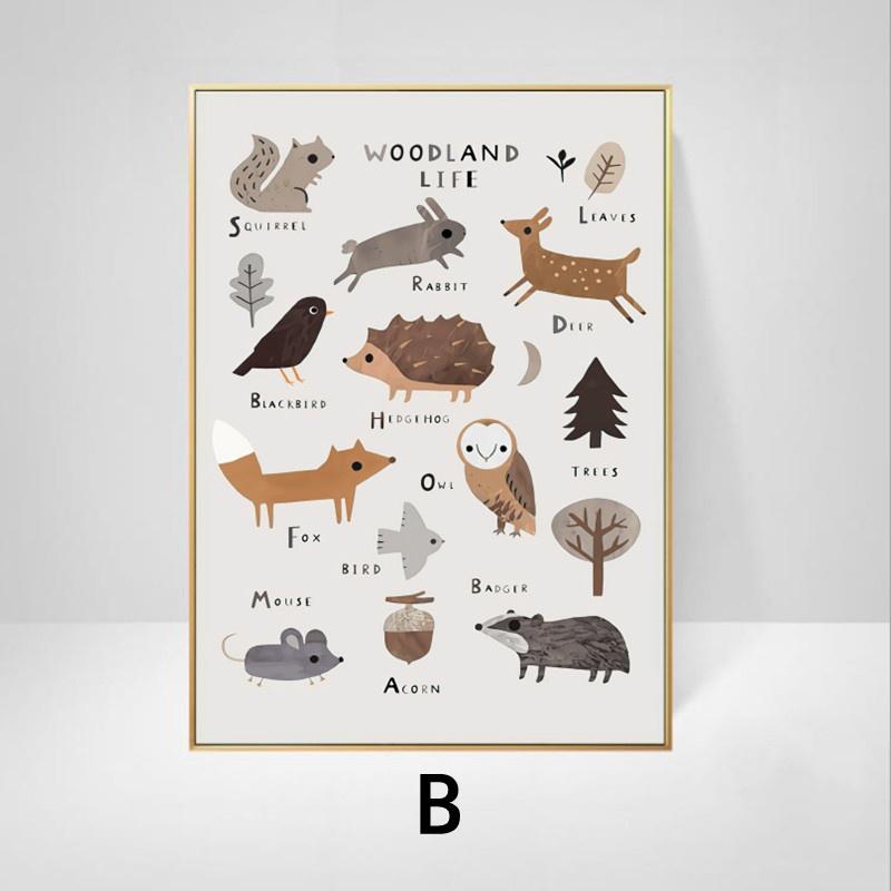 Creative Cute Cartoon Animal Poster Printmaking Nordic Wall Art Canvas Painting Children's Room Mural Room Decoration Pictures
