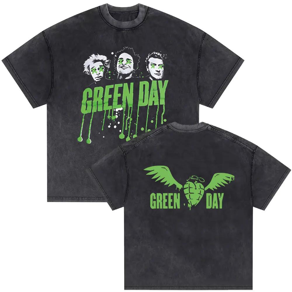 

Washed Vintage Punk Band Green Day The Saviors Tour Tshirts Men Classic Gothic Rock T Shirts Male Oversized Tshirt Streetwear S