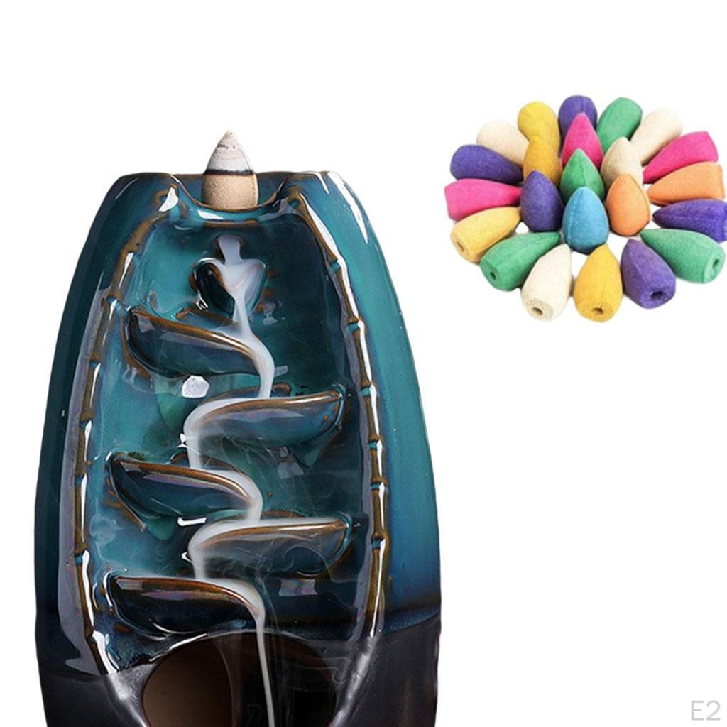 Burner Holder Ceramic Flowing Back Censer with 50 Cones