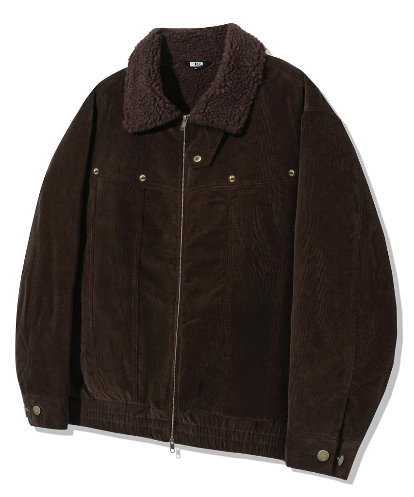 Trillion Sherpa Corduroy Studded Western Jacket_Brown