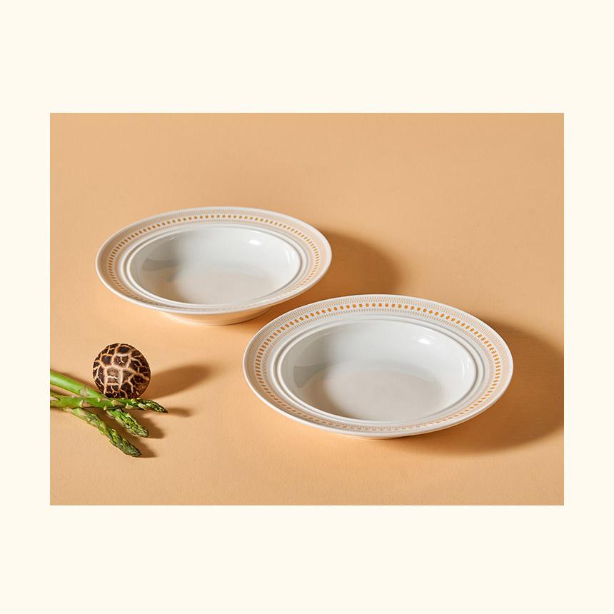 CORELLE Rosemont Ceramic Pasta Bowl 2p Tableware Ivory-Orange