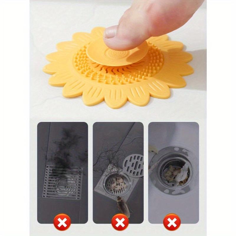 1pc Press-Type Sink Drain Strainer, Floor Drain Cover, Anti-Odor Drain Stopper, Hair Catcher Shower Drain Cover, Flower Design Sink Filter