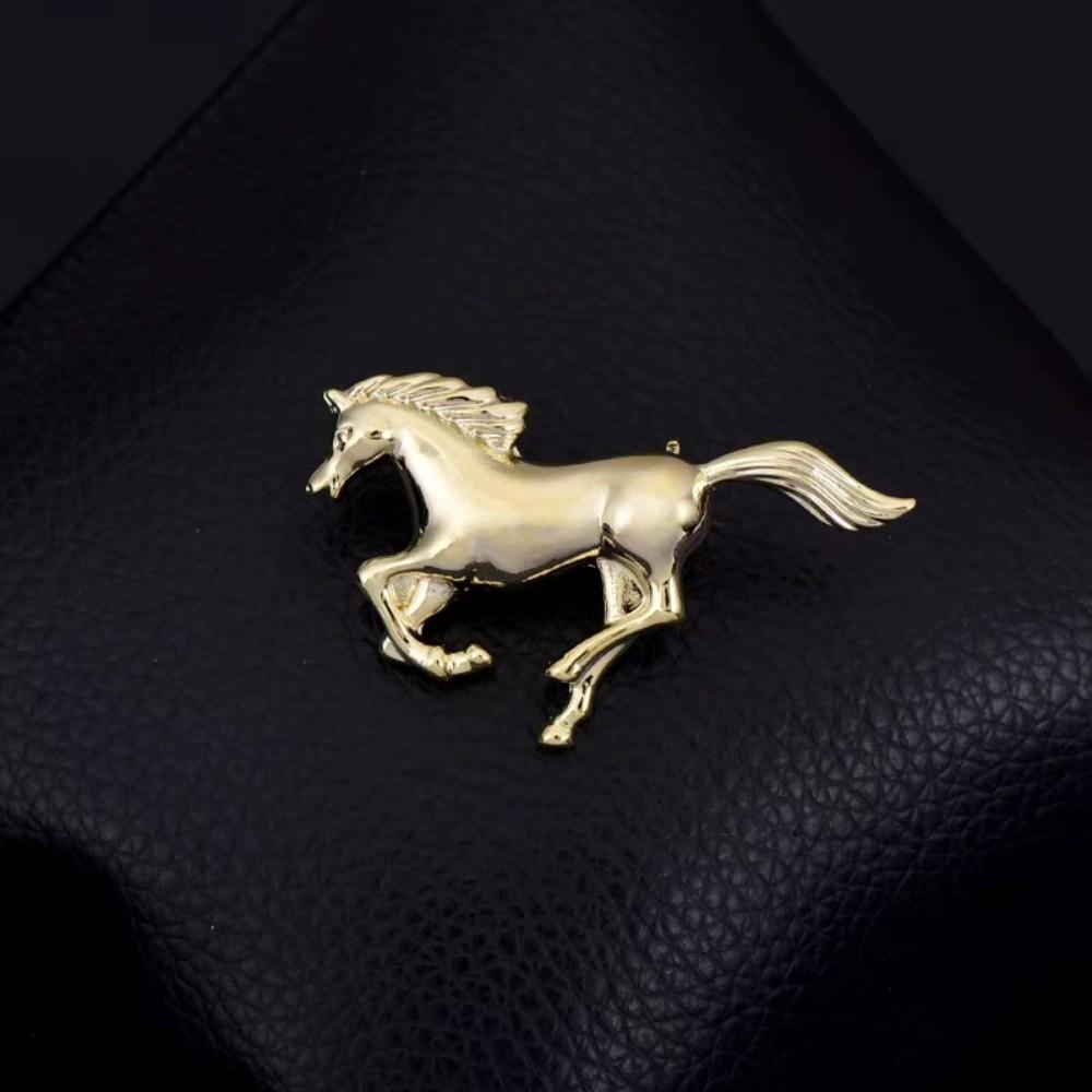 Chinese New Year Zodiac Horse Head Brooch Fashion Jewelry Metal Pony Badge Pin  Women