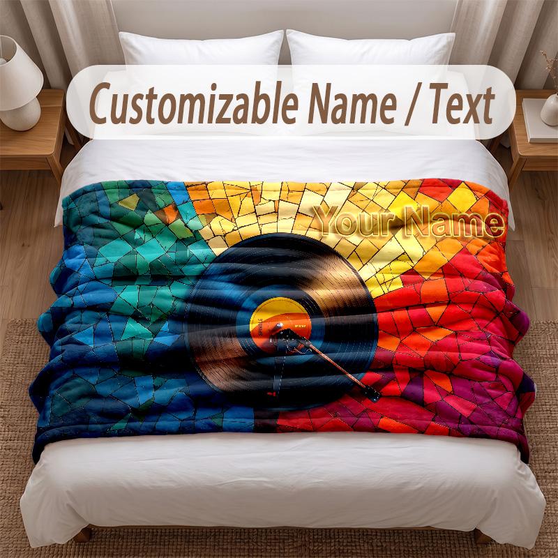 Music General Theme Soft Blanket Personalized Custom Name Text Print Warm Blanket Home Sofa Bedroom Decor