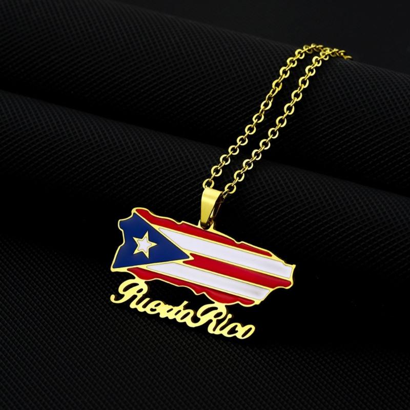 Versatile Puerto Rico Flag Pendant Necklace Puerto Rico Culture Necklace Fashion Jewelry Suitable for Various Occasion