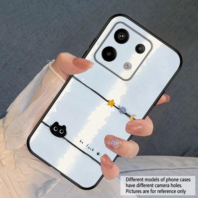 Cartoon Moon Cat For Redmi Note 9 9S 10 11 12 12S 13 Pro Plus 5G India 14 Pro 4G Global 14S 13C 14C silicone soft phone case