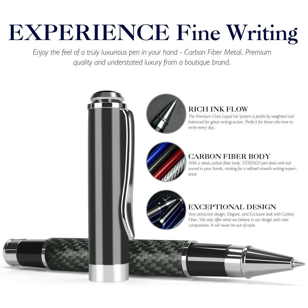 Golden Metal Signature Pen Carbon Fiber Premium Gel Pens Fiber Signature Pen  Annual Meeting