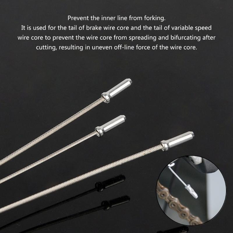 100 Pcs Bike Cable End Caps Aluminum Alloy Cable End Crimps Brake Cable End Tip